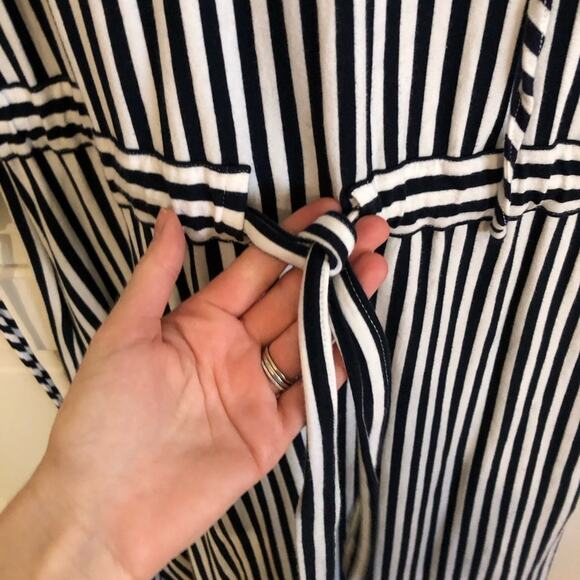 MDS Stripes Blue and White Striped Garden Midi Dress - Picture 10 of 10
